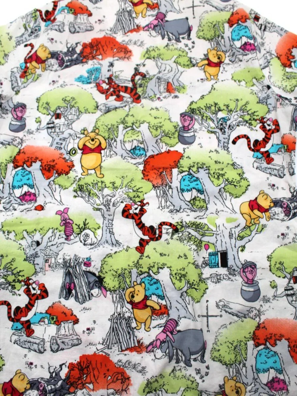Disney Women's Winnie the Pooh & Friends Tree House Cotton V-Neck Scrub Size XS